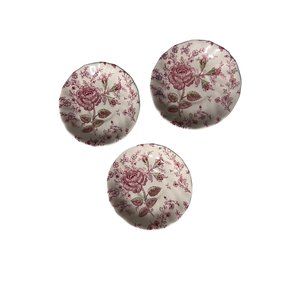 Johnson Brothers 3 Rose Saucers Romantic Country Chic Cottage Core Farmhouse